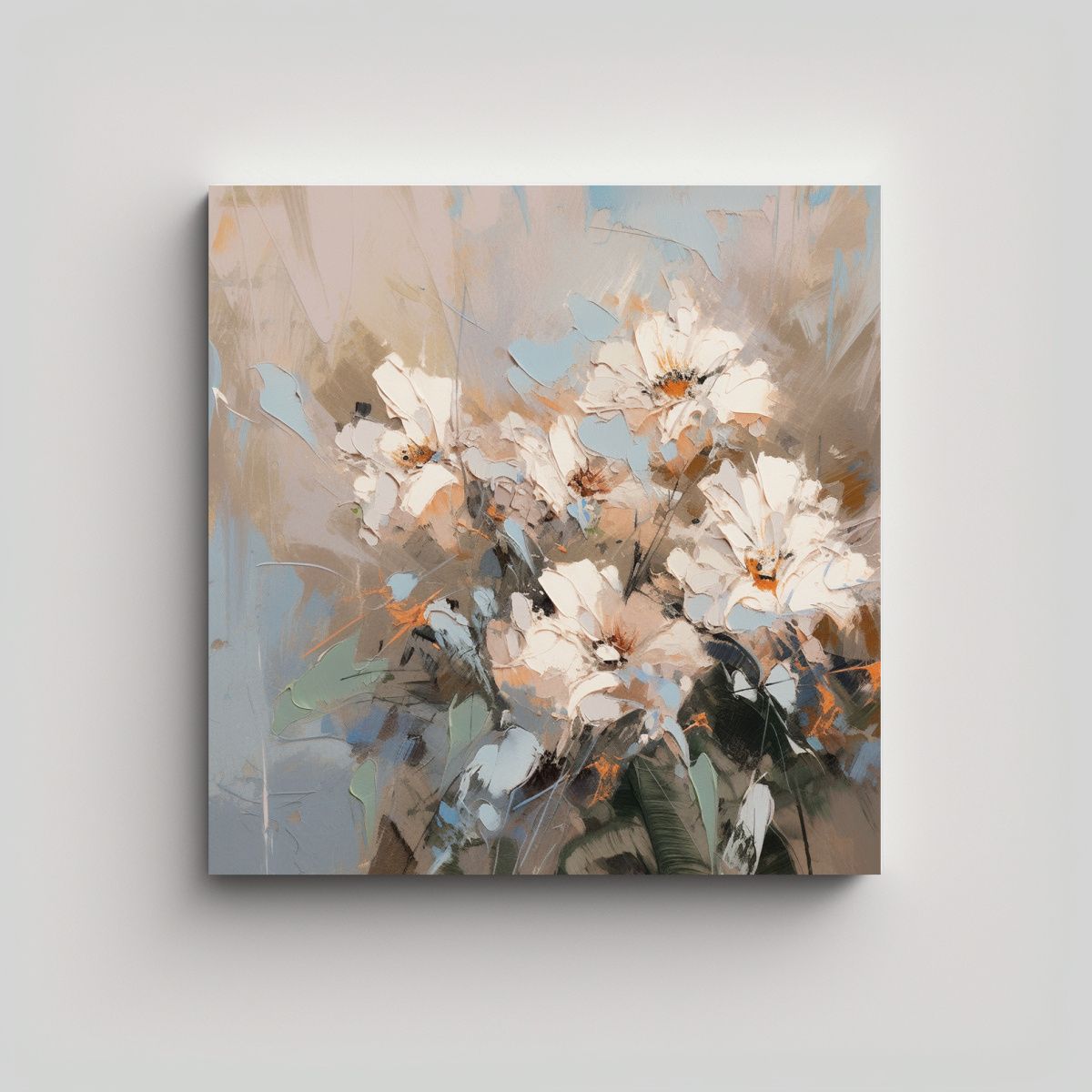 GENERICO - Pintura En Lienzo De Flores En Tonos Suaves En El 60x60 Cm