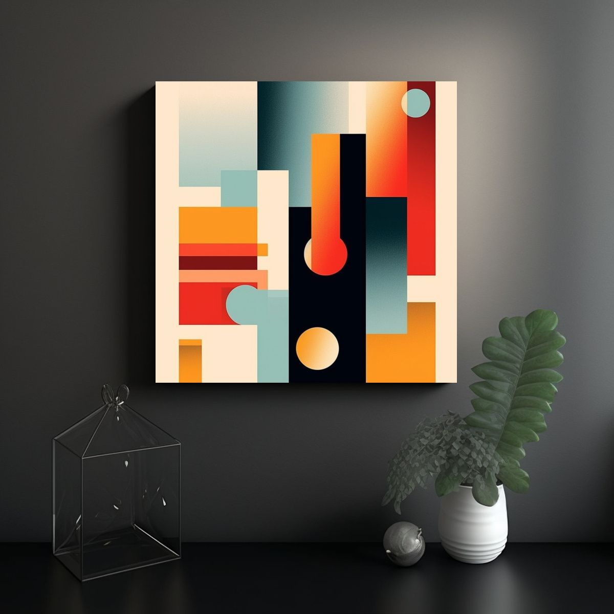 GENERICO - Cuadro Abstracta Asimétrica Para Cuarto 60x60 Cm