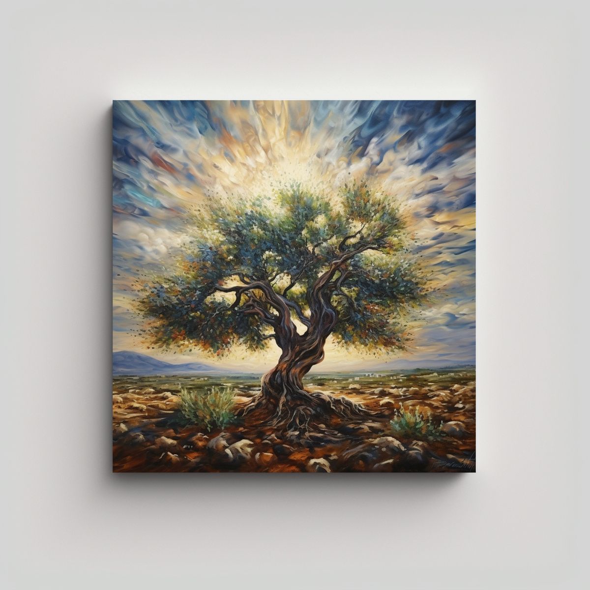 GENERICO - Pintura Abstracta De Un Olivo En Bastidor 60x60 Cm