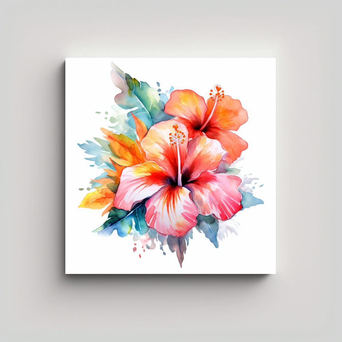 GENERICO - Cuadros Decorativos De Flores Tropicales Y 60x60 Cm