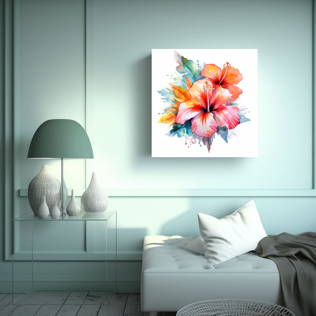 GENERICO - Cuadros Decorativos De Flores Tropicales Y 60x60 Cm