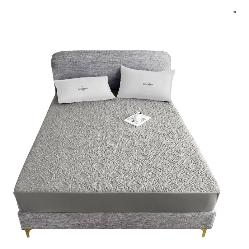 GENERICO - Cubre Colchón 2 Plazas Impermeable Protector Gris