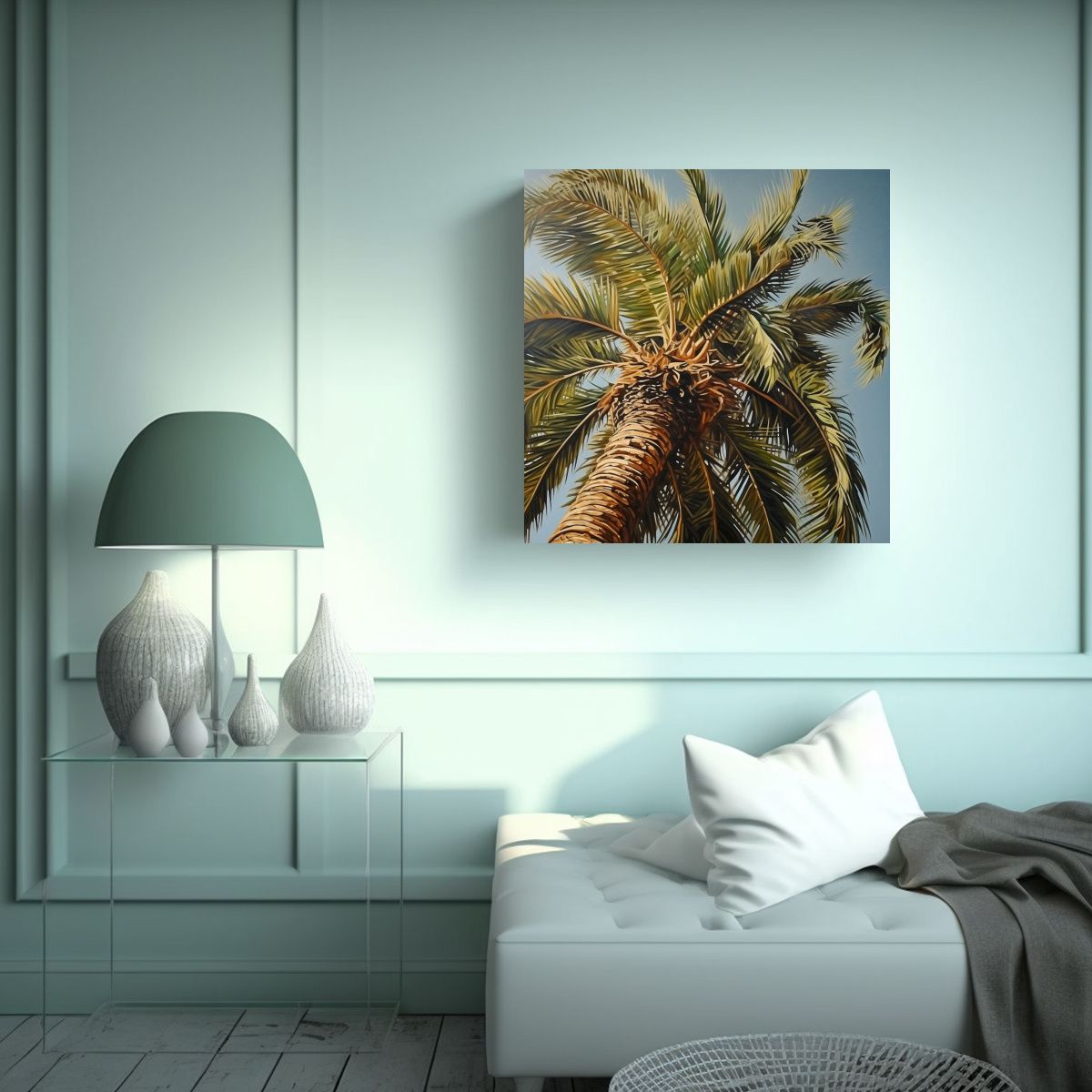 GENERICO - Cuadro Abstracto De Palmera En Lienzo Estilo 60x60 Cm