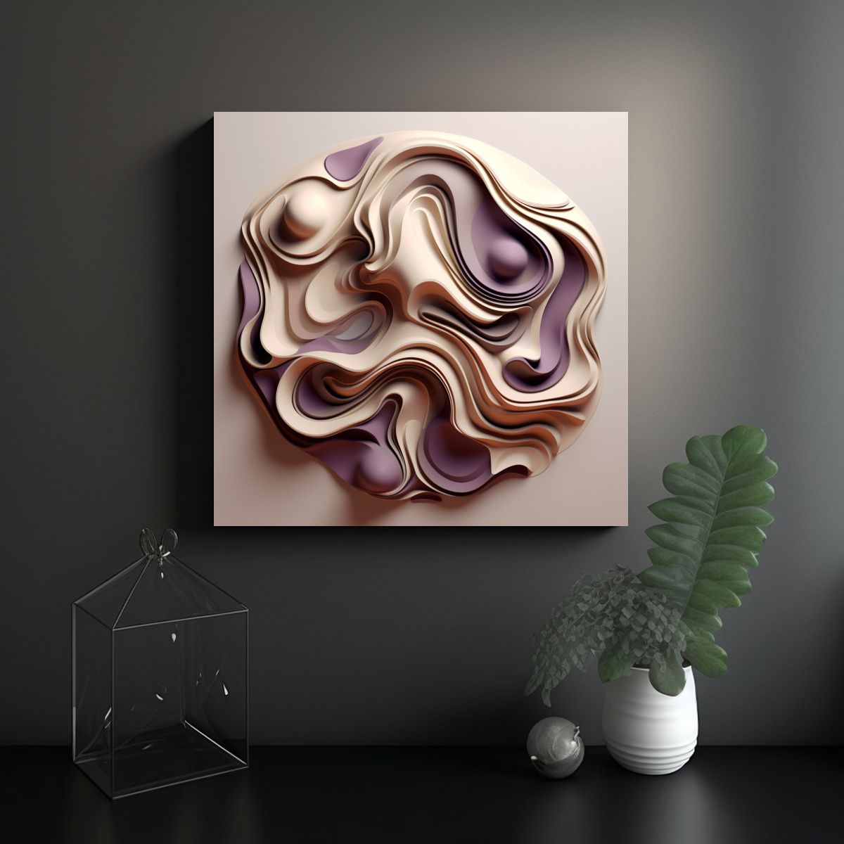 GENERICO - Pinturas Decorativas En Tonos Beige Marrón Y 60x60 Cm