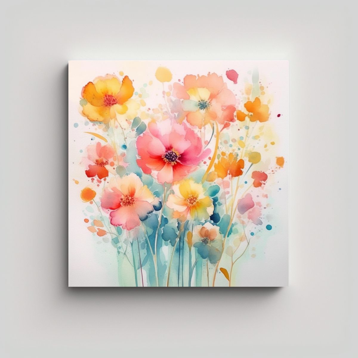 GENERICO - Cuadros Decorativos Conceptuales Canva Con Flores 60x60 Cm.