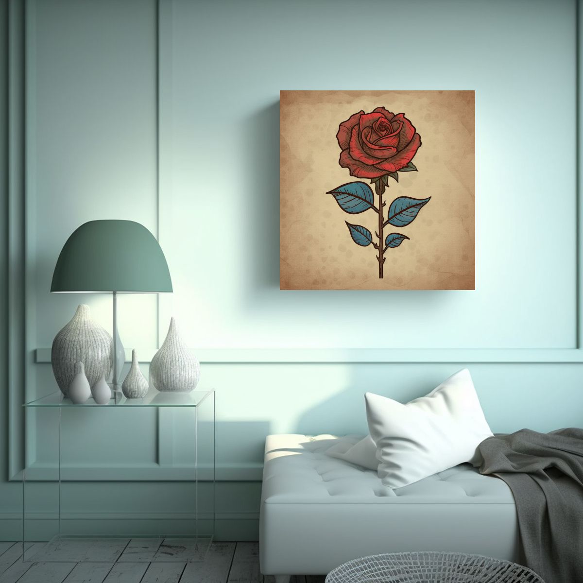 GENERICO - Cuadro Sublimado En Tela Canva De Rosa Cartoón 60x60 Cm