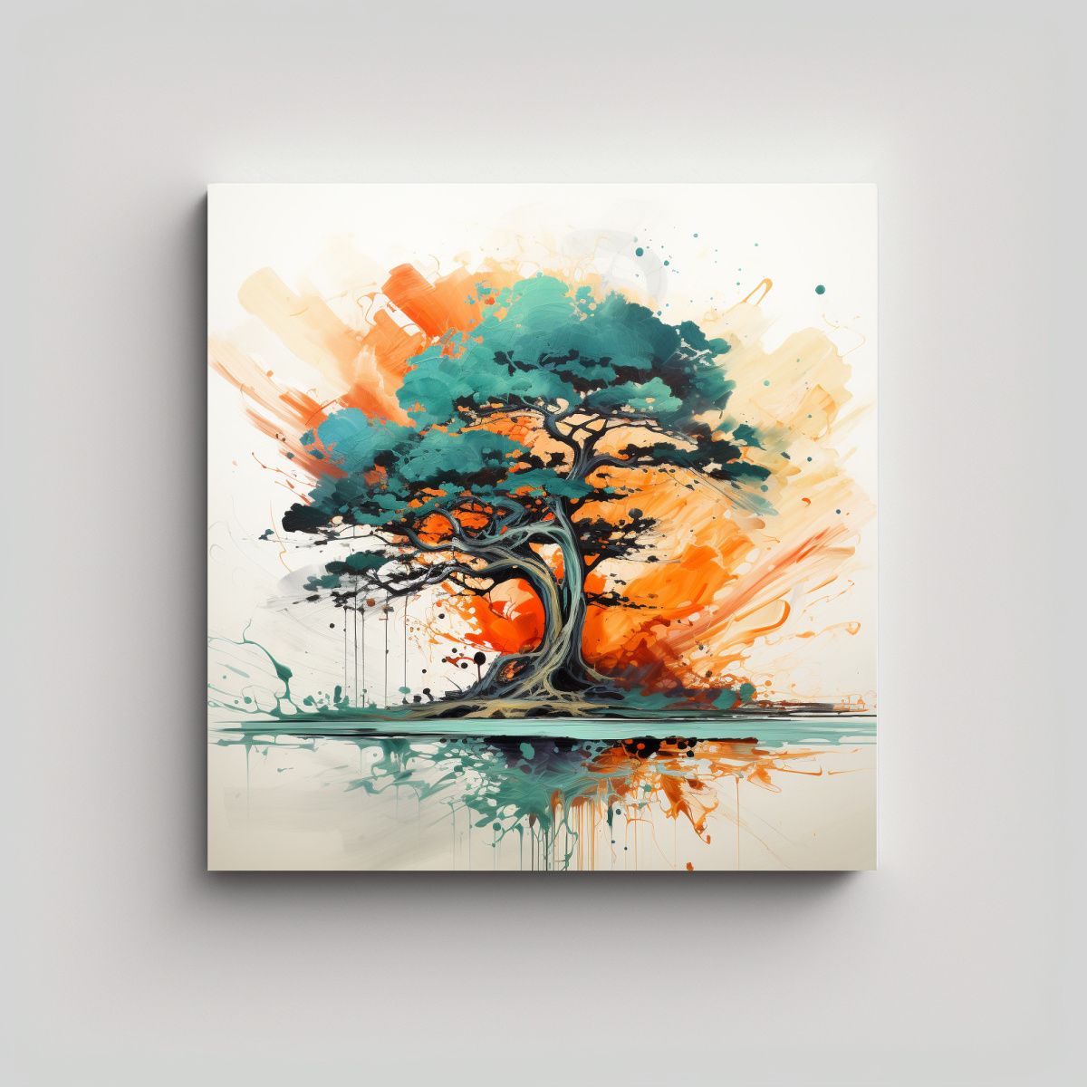 GENERICO - Pintura Abstracta Representando Un árbol De 60x60 Cm