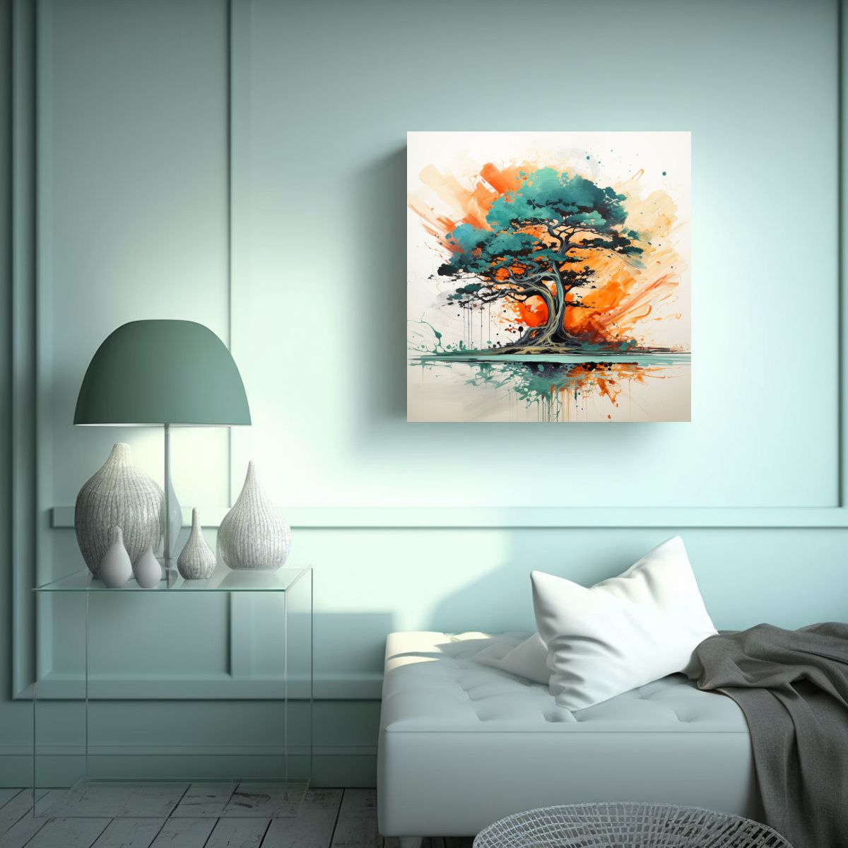 GENERICO - Pintura Abstracta Representando Un árbol De 60x60 Cm