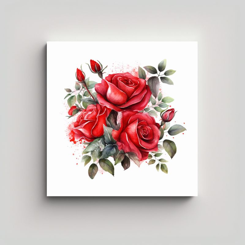 GENERICO - Vivo Ramo Rosa Canva Ilustracion Clipart Acuarela 60x60 Cm