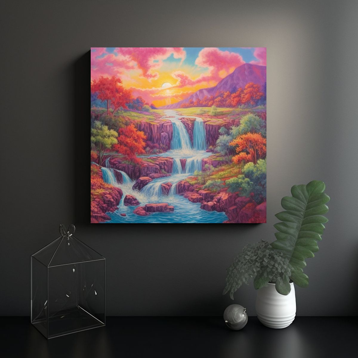 GENERICO - Cuadro Lienzo Impreso Armonía De Colores En 60x60 Cm