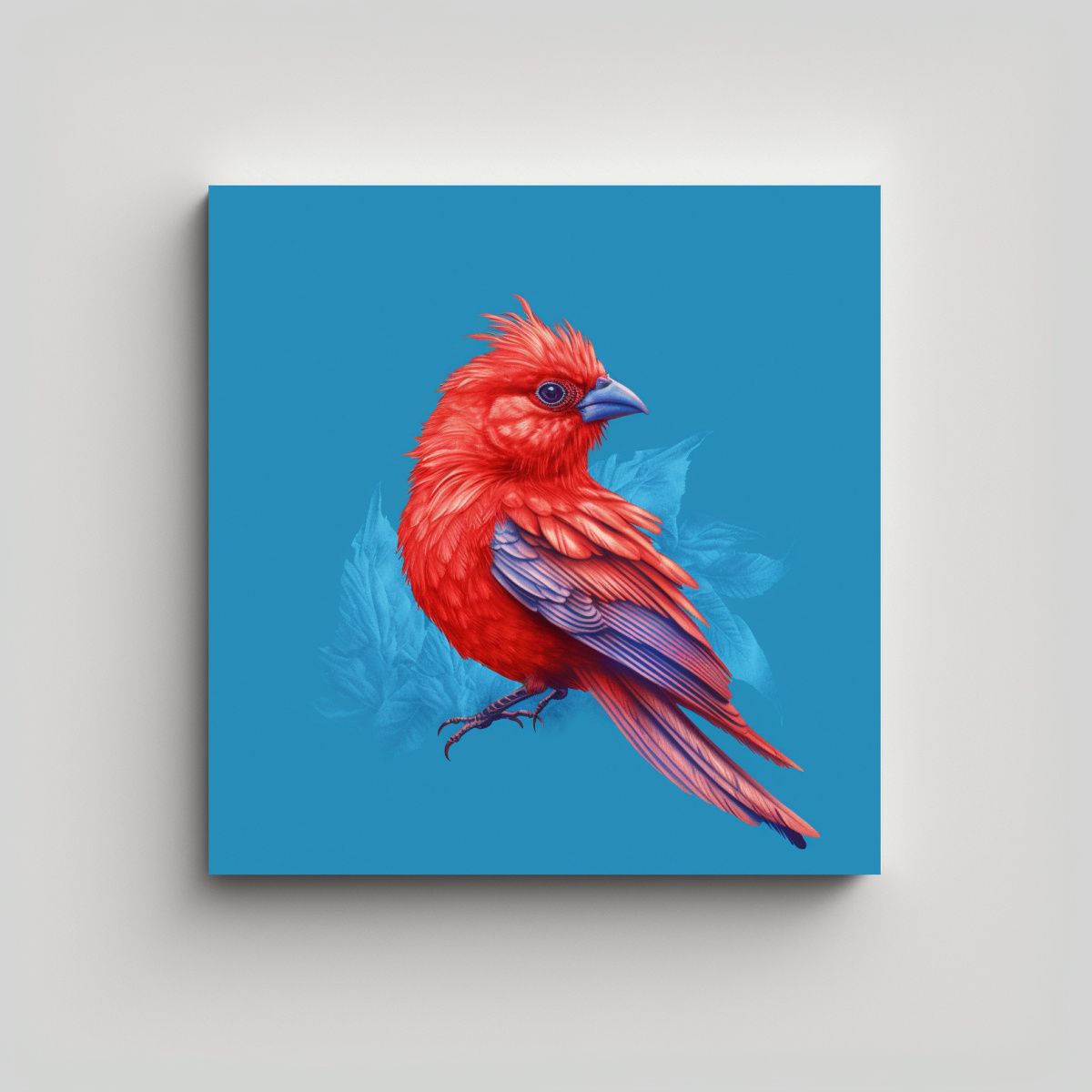 GENERICO - Pintura Vanguardista De Pájaro Rojo En Fondo 60x60 Cm