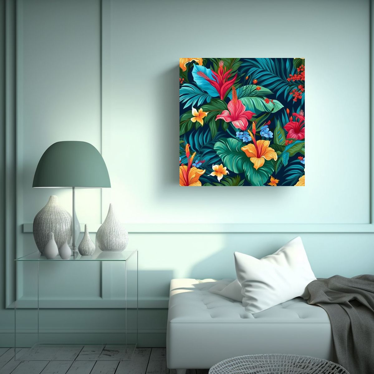 GENERICO - Cuadros Decorativos Canva Calma Patrón Floral 60x60 Cm