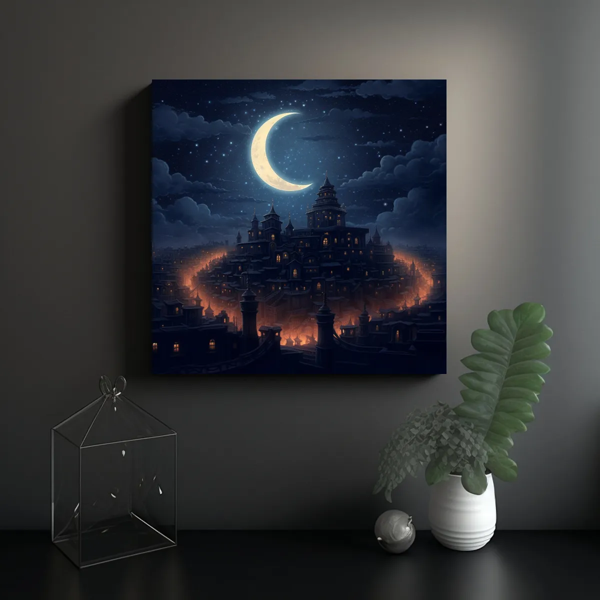 GENERICO - Cuadro En Bastidor Patrón Intenso Media Luna En 60x60 Cm