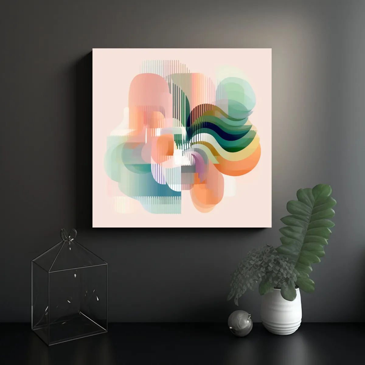 GENERICO - Cuadro Abstracto Flor En Forma De Patrón Glitch 60x60 Cm