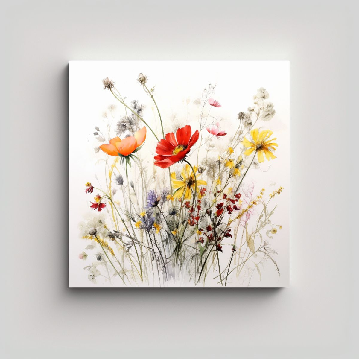 GENERICO - Arte Moderno De Pared Flores Silvestres En Fondo 60x60 Cm