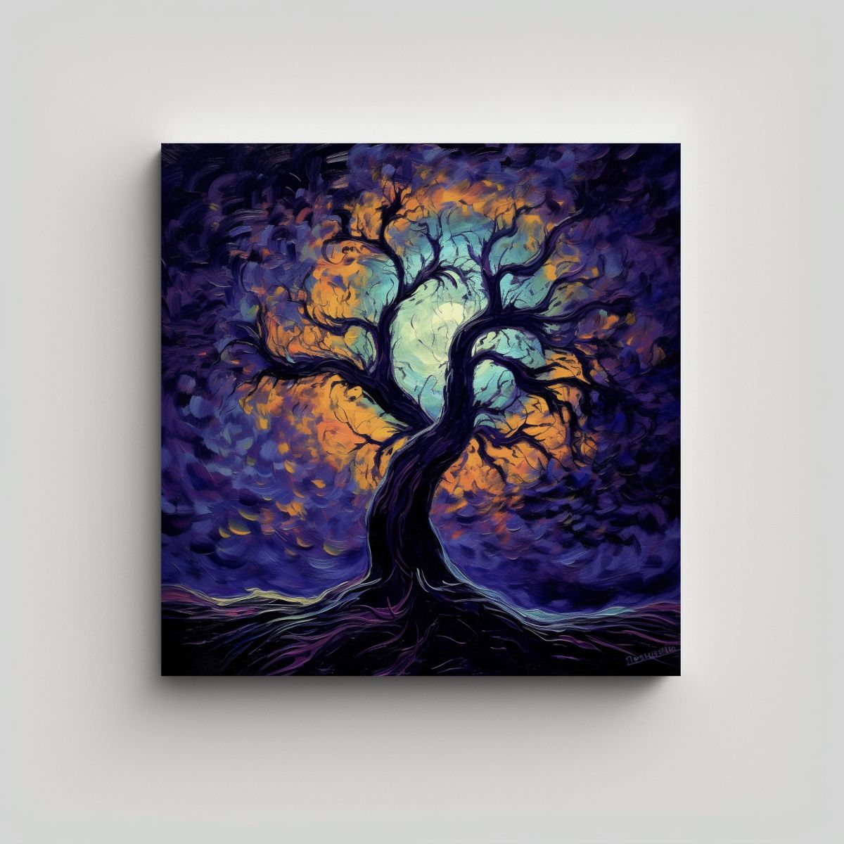 GENERICO - Lienzo Cuadro Innovador Del árbol Espeluznante 60x60 Cm.