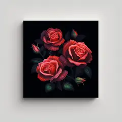 GENERICO - Bastidor Arte Gráfico De Rosas Ilustradas En 60x60 Cm