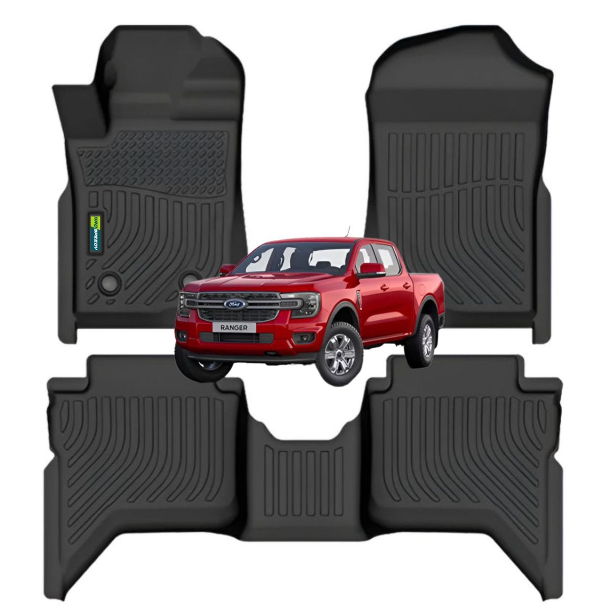 GENERICO - PISOS CALCE PERFECTO PROSPEEDY FORD RANGER 2024+ 3PIEZAS