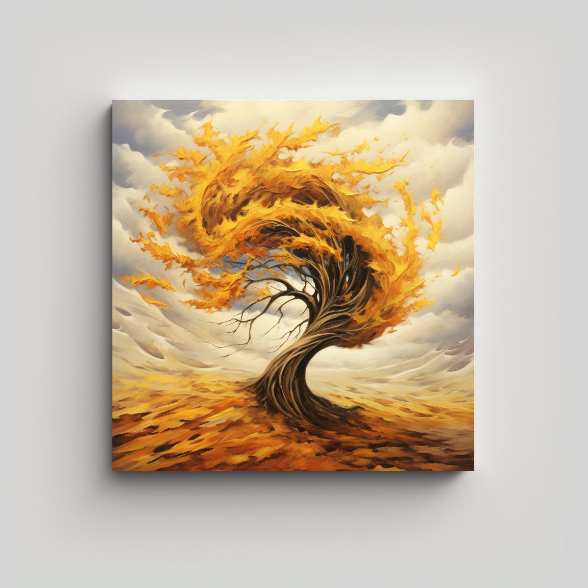 GENERICO - Cuadro Pop Art Otoño Con árbol Y Viento Arte 60x60 Cm.