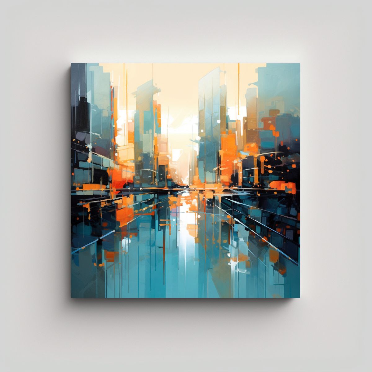 GENERICO - Composición Abstracta De Paisajes Urbanos De 60x60 Cm