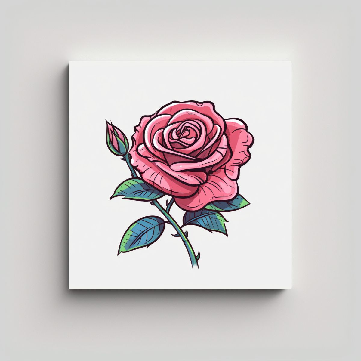 GENERICO - Canva Profundidad Cuadro Rosa En Estilo Cartoon 60x60 Cm