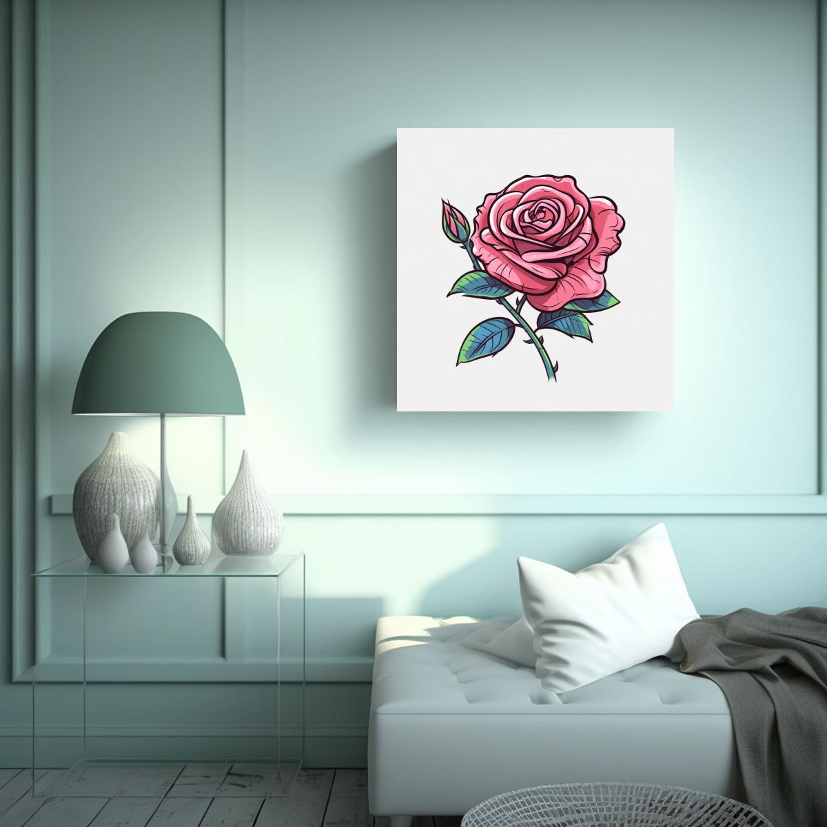 GENERICO - Canva Profundidad Cuadro Rosa En Estilo Cartoon 60x60 Cm