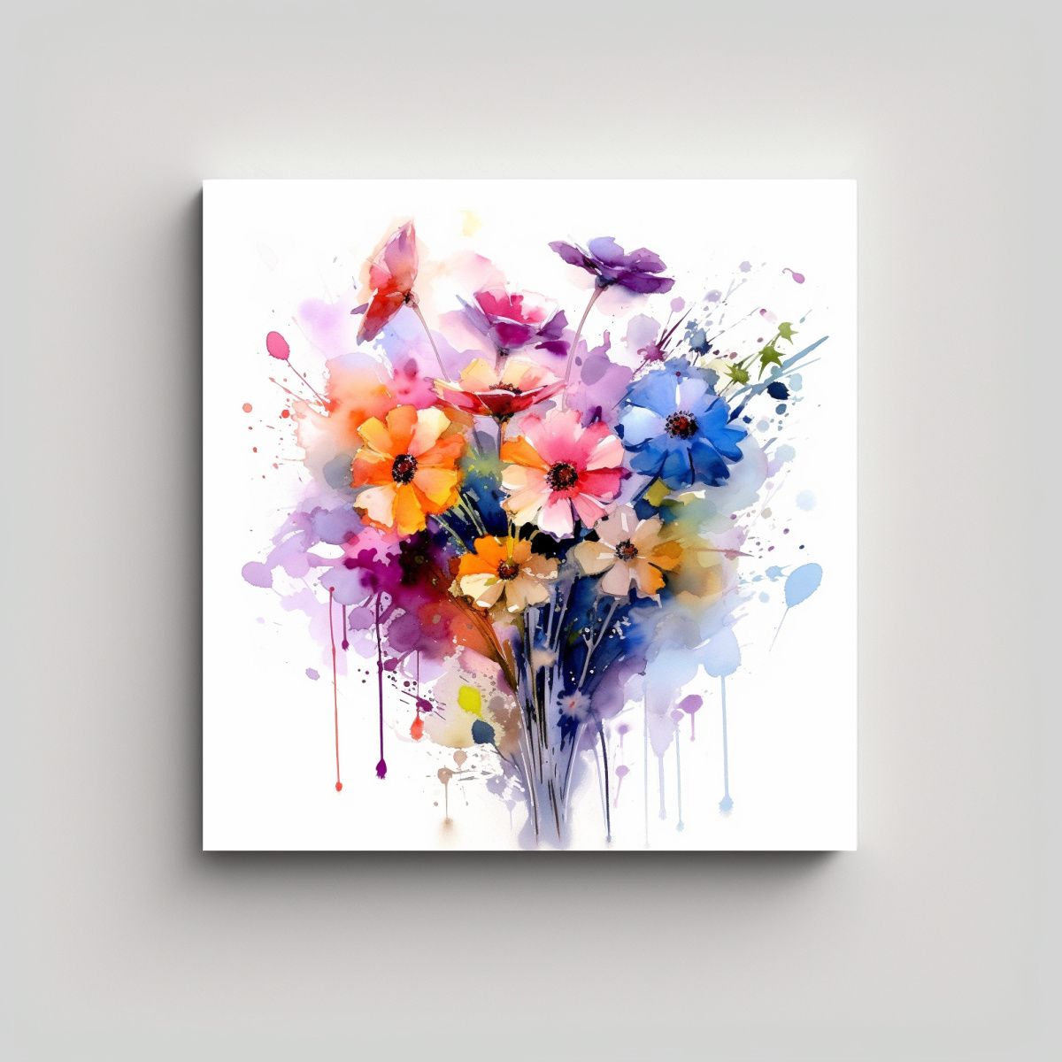 GENERICO - Arte Cuadrado Pintura Inspiración Flores Bellas 60x60 Cm