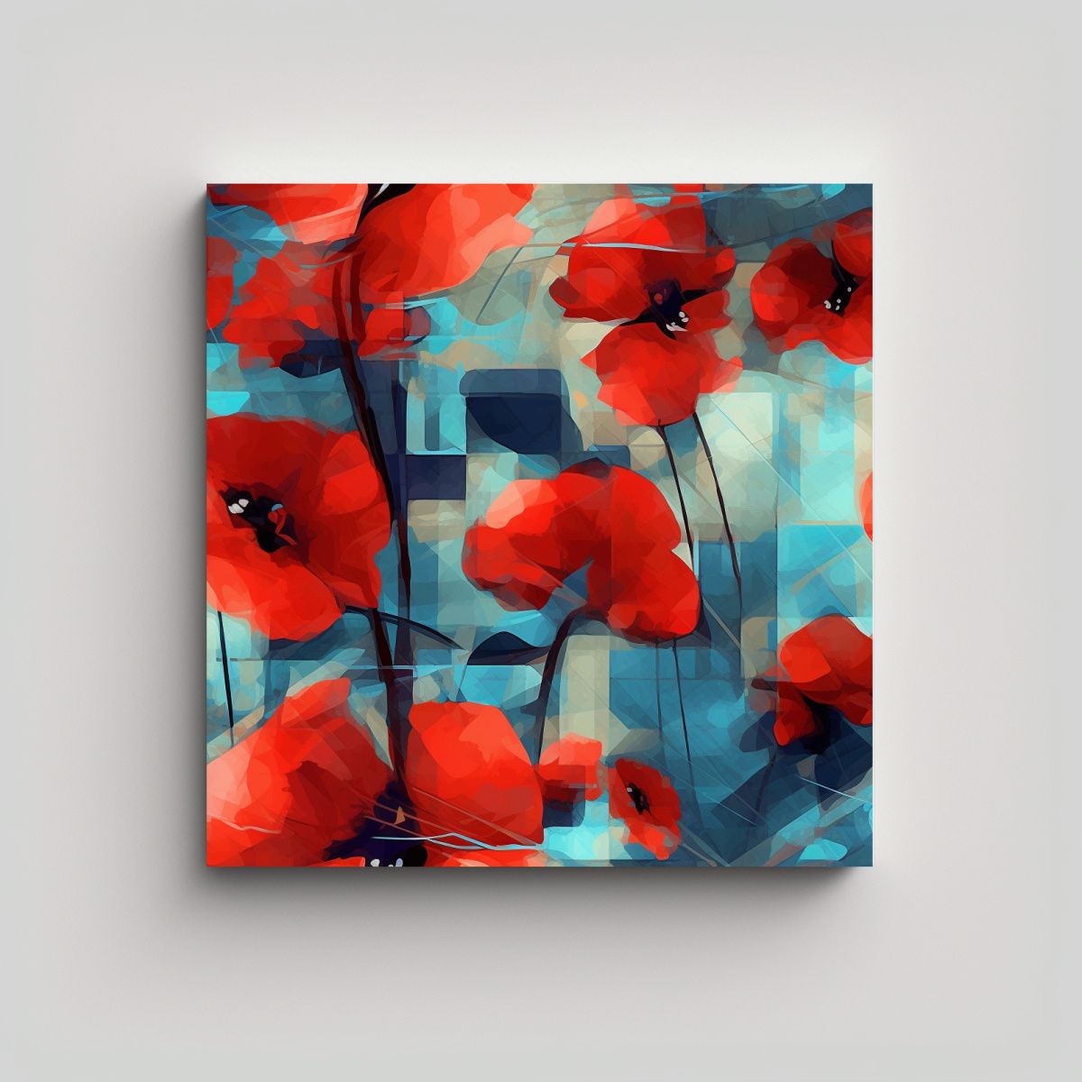 GENERICO - Composición Geométrica En Rojo Lienzo 60x60 Cm