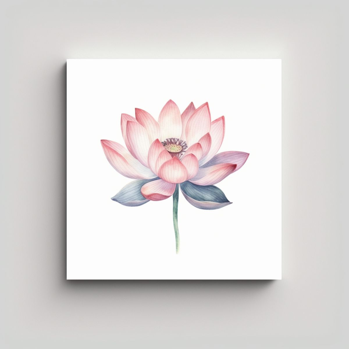 GENERICO - Composición Minimalista De Loto En Tela 60x60 Cm.