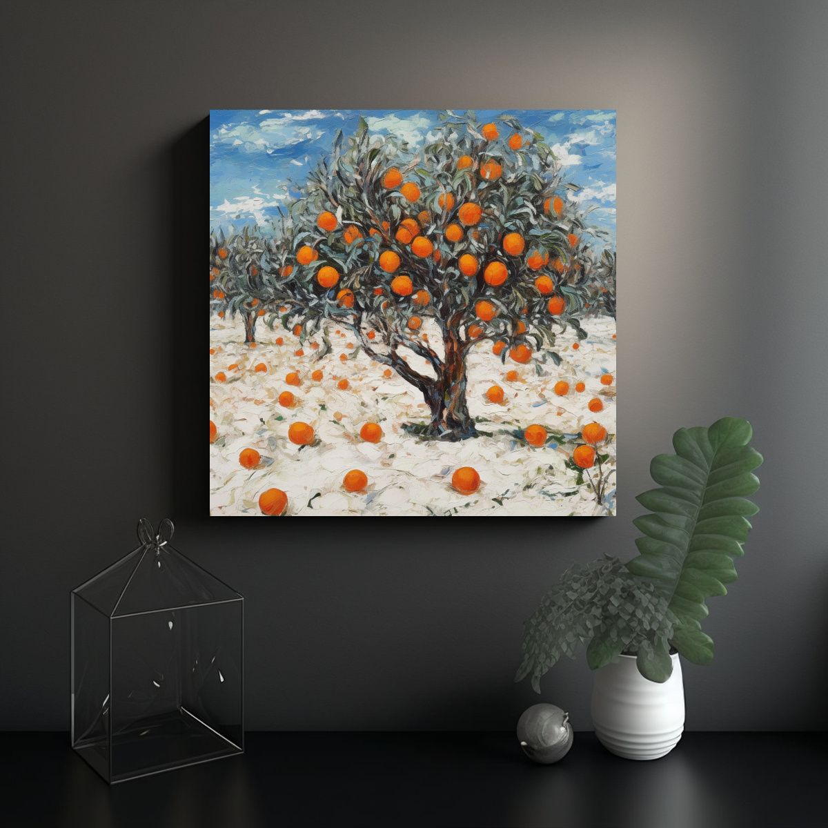 GENERICO - Pinturas Decorativas De Invierno Con Hojas De 60x60 Cm