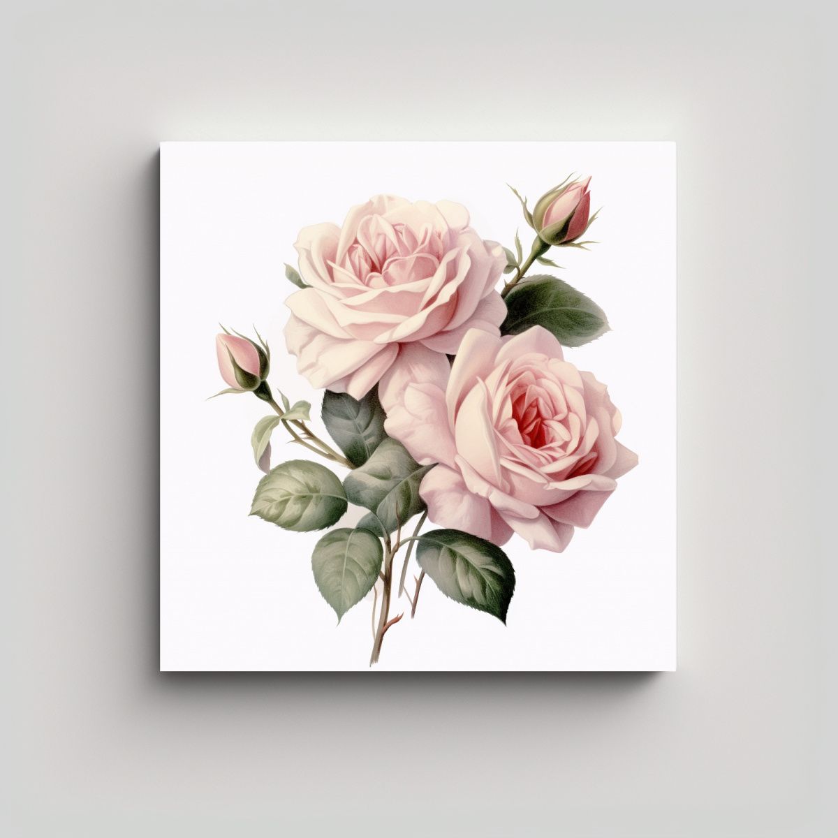 GENERICO - Composición Moderna De Rosas Shabby En Acuarela 60x60 Cm