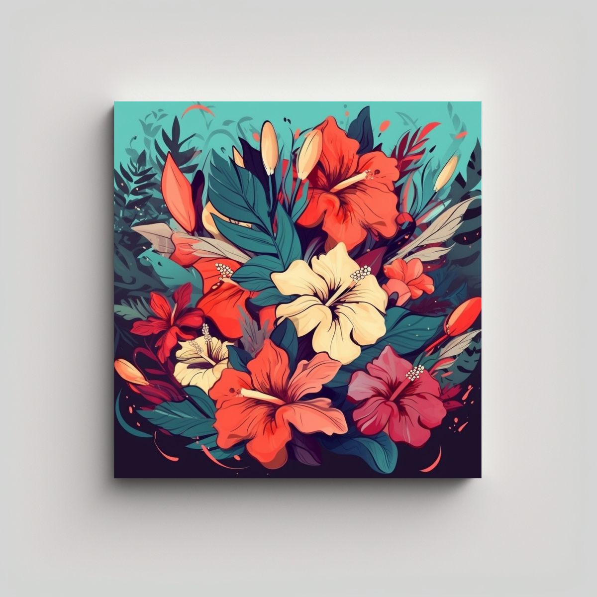 GENERICO - Fotografía E Ilustración Tropical Cuadros 60x60 Cm