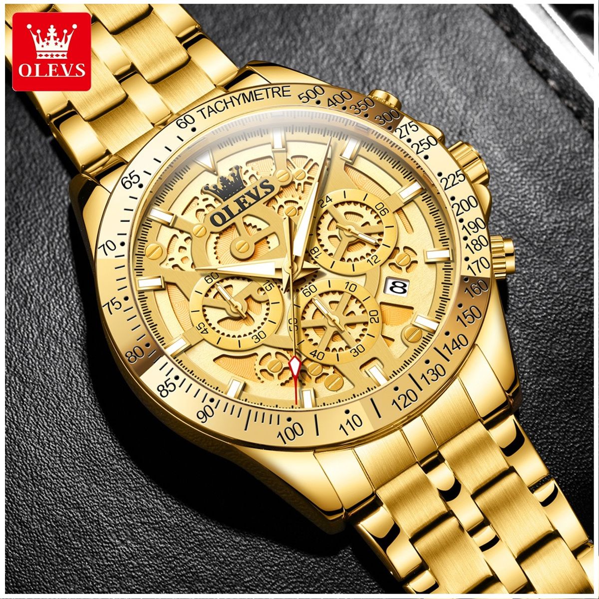 STARTECHOFFICE - Reloj de Pulsera para Hombre Clásico de Lujo Acero Inoxidable Dorado