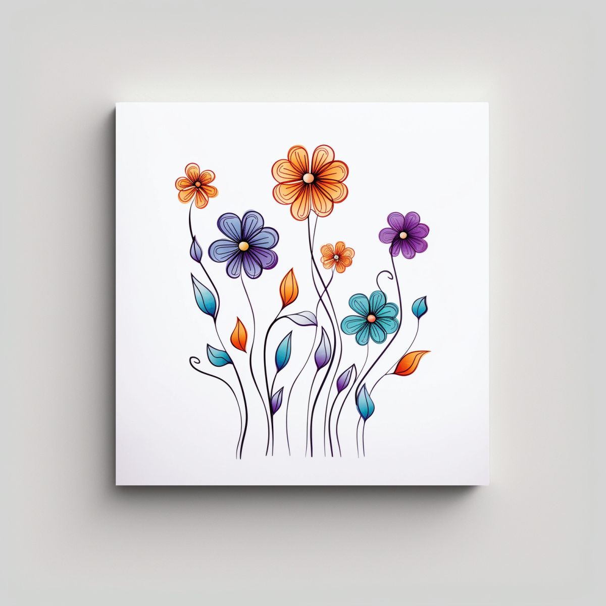 GENERICO - Diseño Minimalista De Flor En Lienzo 60x60 Cm