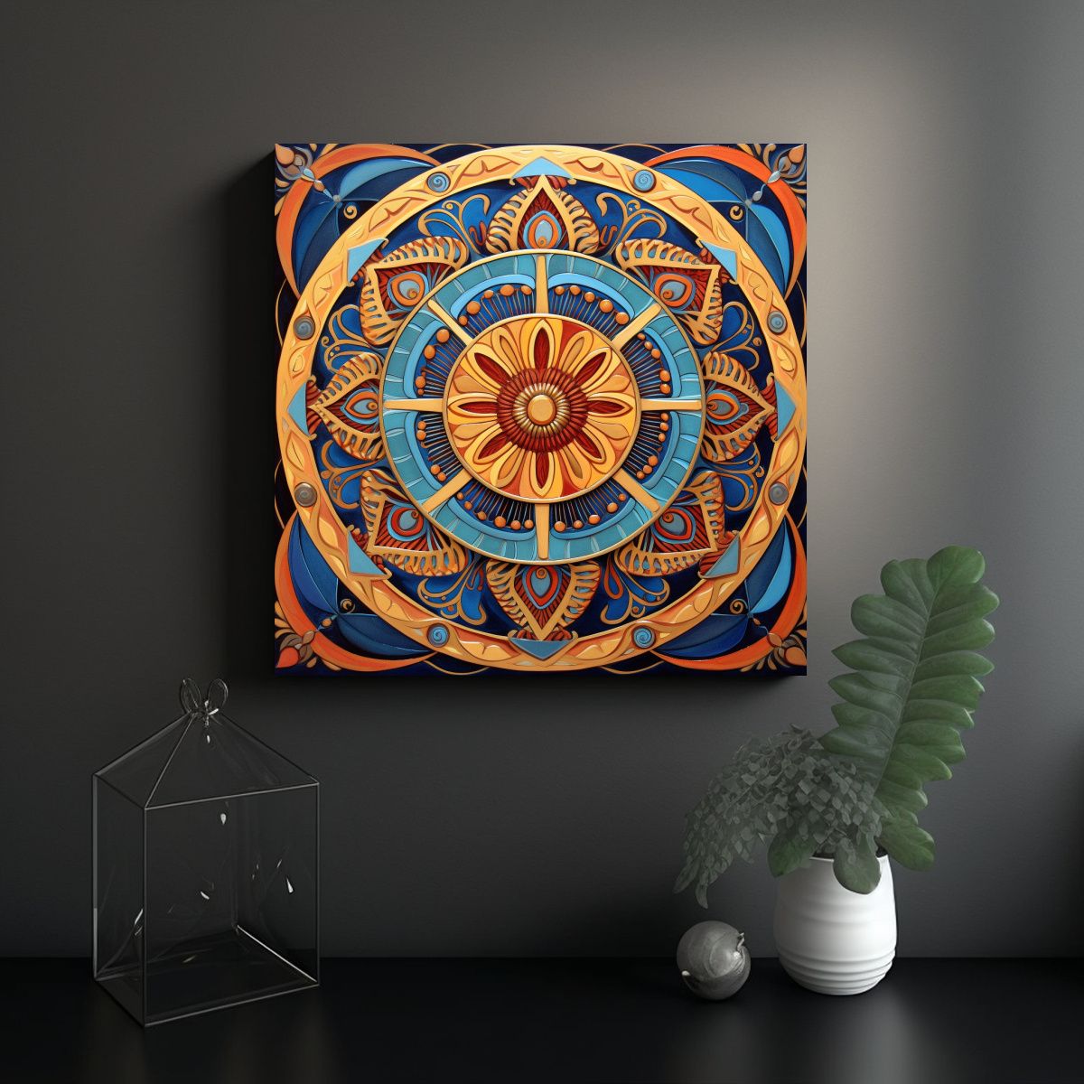 GENERICO - Cuadro Tema Impactante Con Mandala Fantástico 60x60 Cm