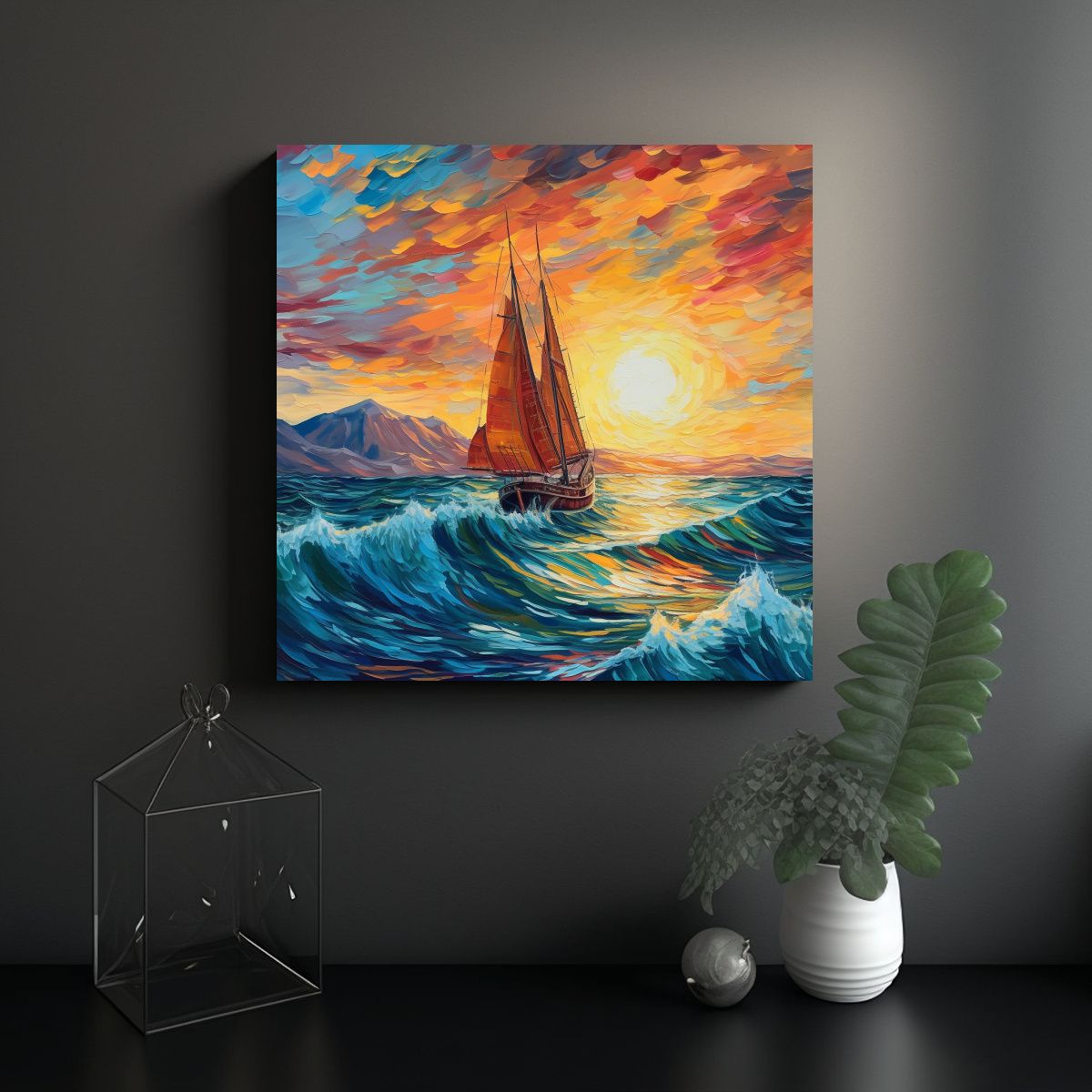 GENERICO - Cuadro Decorativo Velero Navegando Hacia La 60x60 Cm