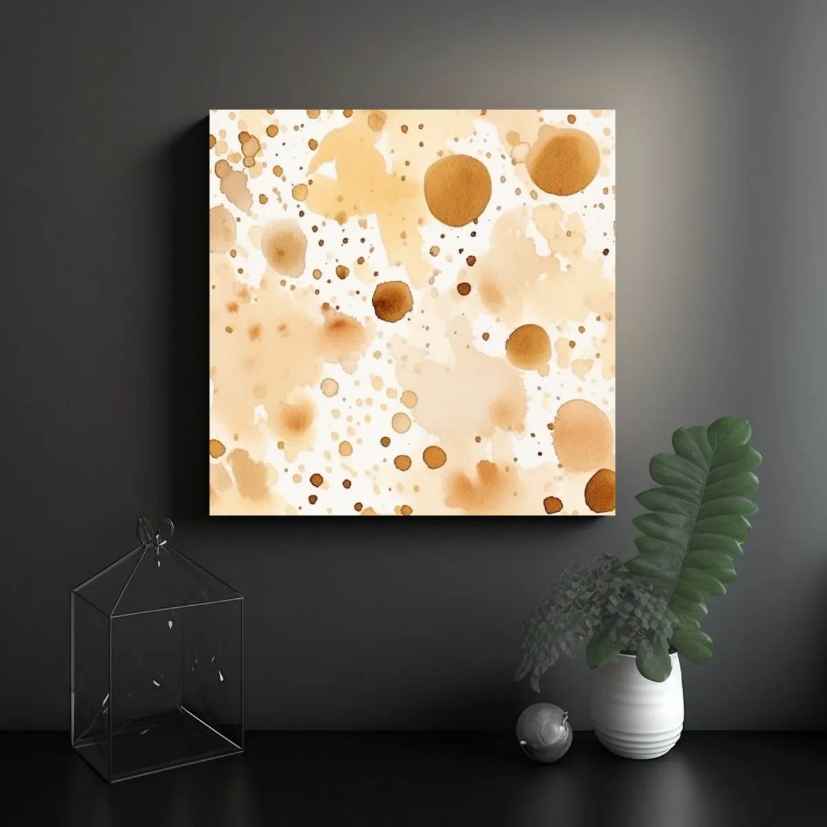 GENERICO - Pintura En Bastidor Acuarela En Tonos Beige 60x60 Cm