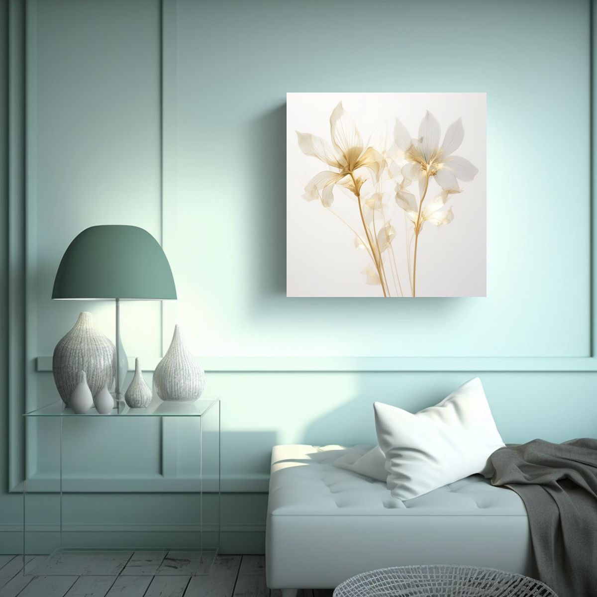 GENERICO - Belleza Eterea Plantas Blancas Elegancia Cuadro 60x60 Cm