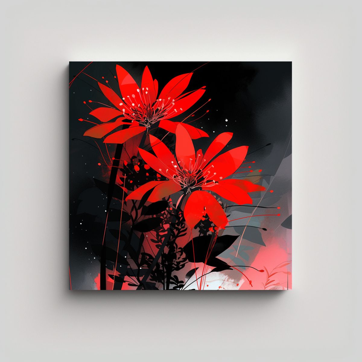 GENERICO - Cuadro Decoración Neonoir Duradero Rojo Y Negro 60x60 Cm