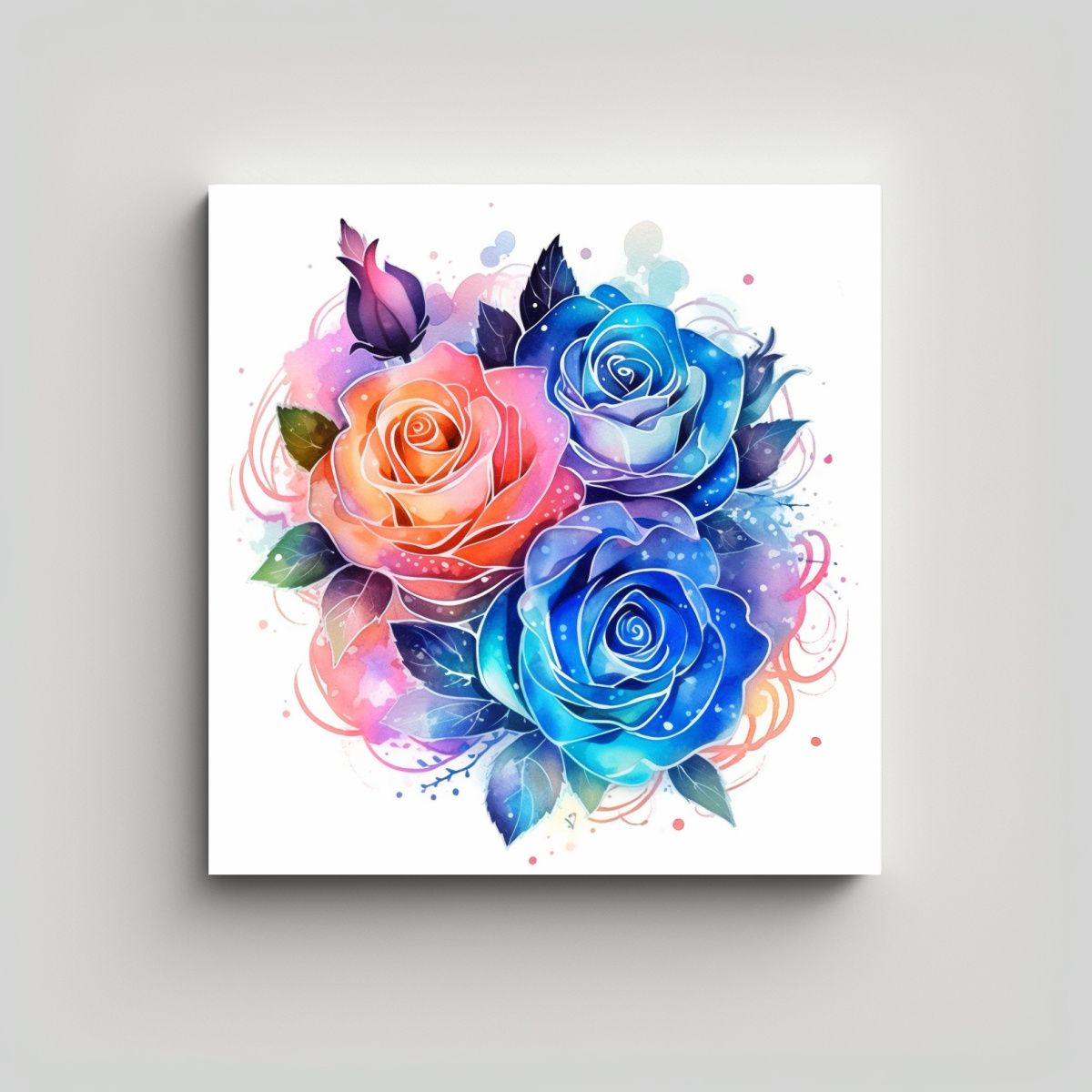 GENERICO - Cuadro Moderno De Rosas Cósmicas Luminosas En 60x60 Cm