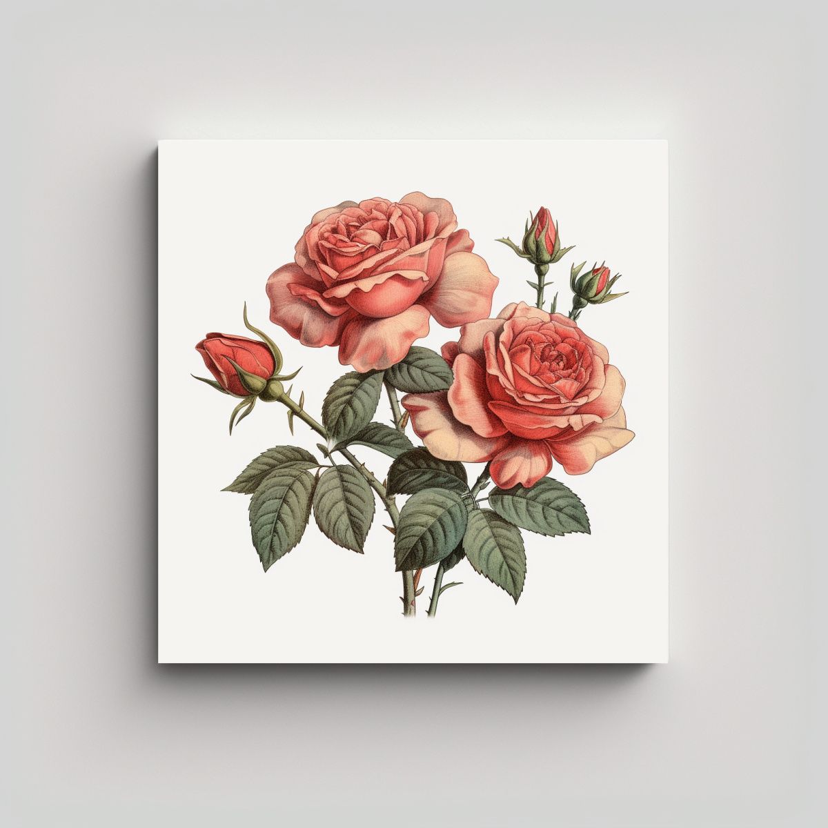 GENERICO - Ilustración Alegre De Rosas Tradicionales En 60x60 Cm