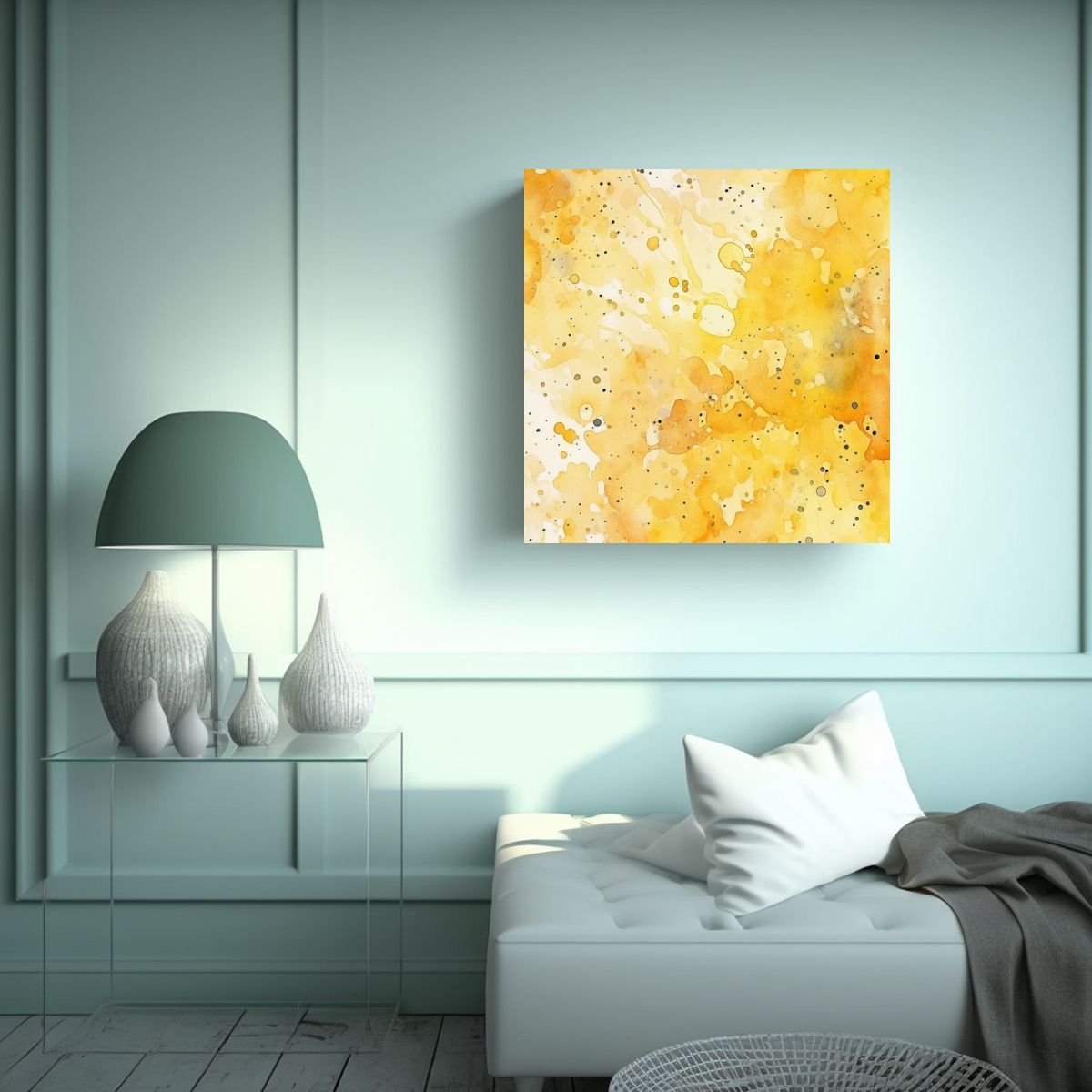 GENERICO - Cuadro Lienzo Tela Estilo Acuarela Amarillo Claro 60x60 Cm