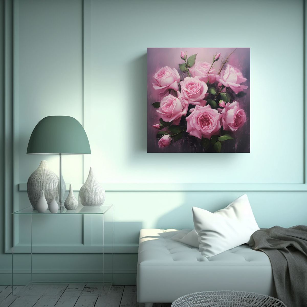 GENERICO - Románticas Rosas Rosadas En Lienzo De Cultura 60x60 Cm