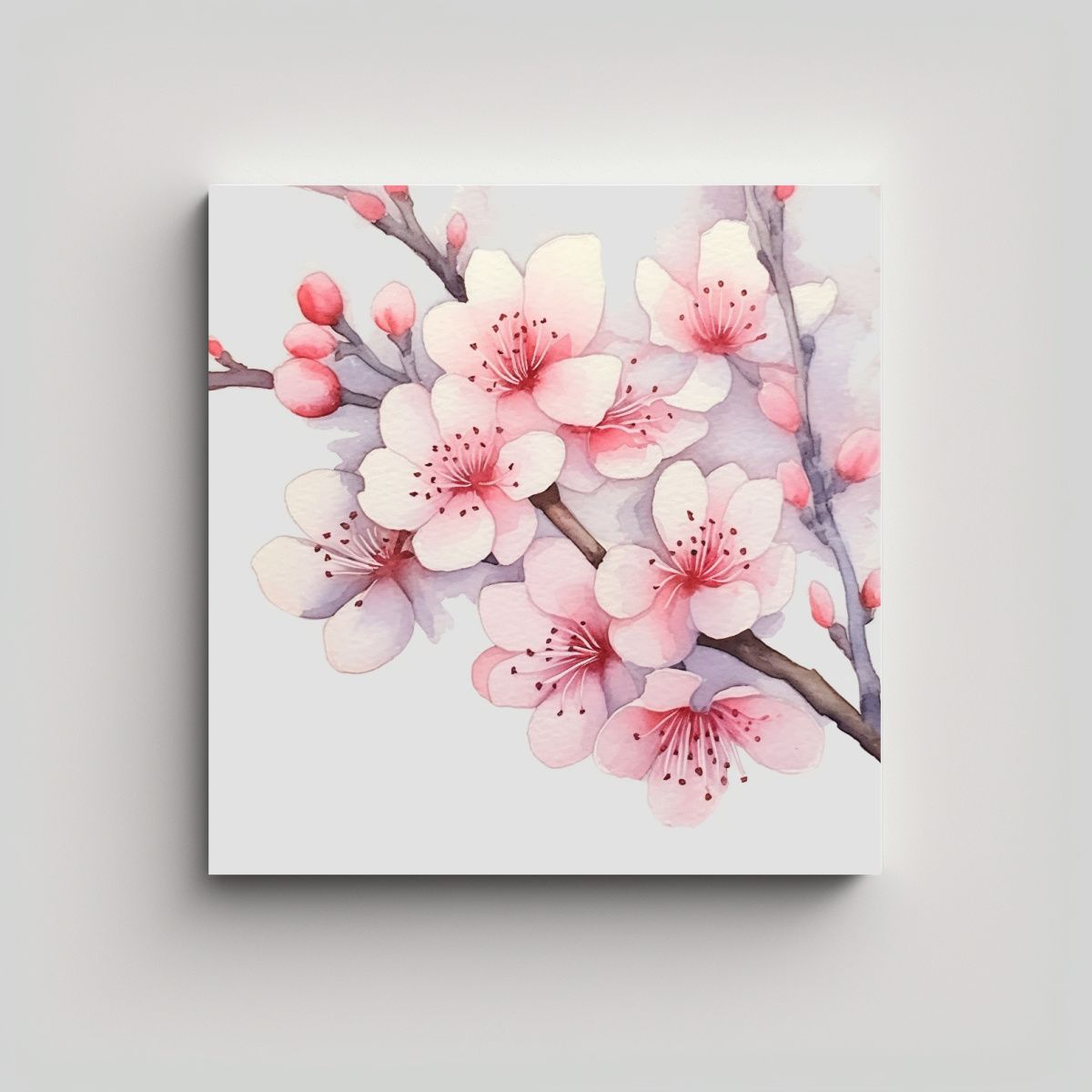 GENERICO - Ramas De Cerezo En Acuarela Rosa Suave Contraste 60x60 Cm
