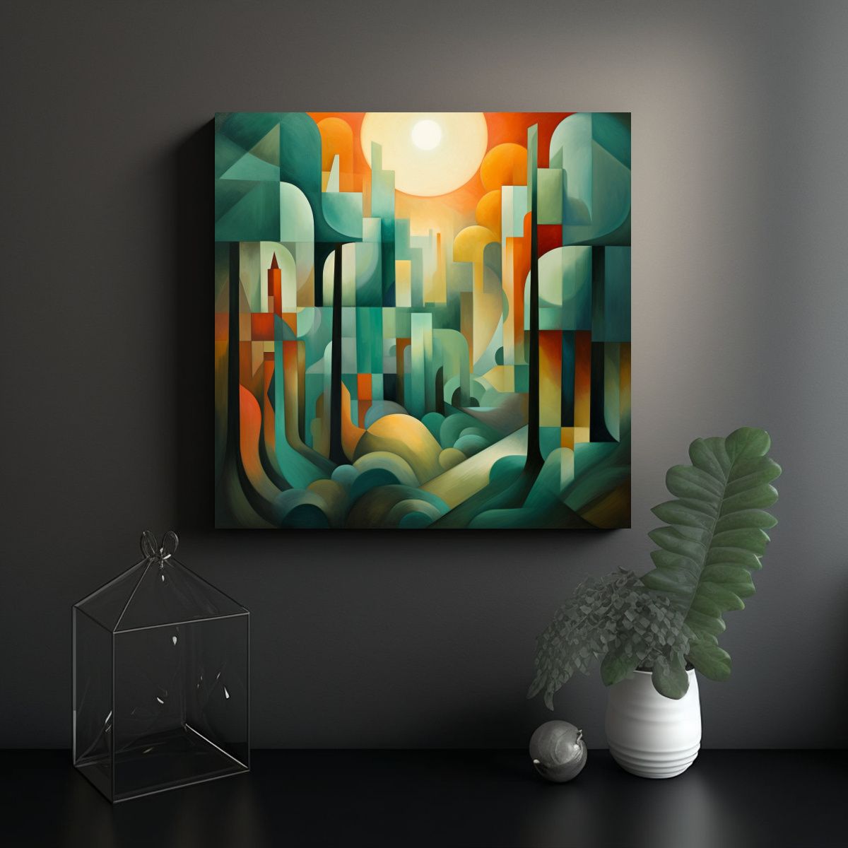 GENERICO - Pintura Abstracta Relieve Paisaje En Lienzo 60x60 Cm