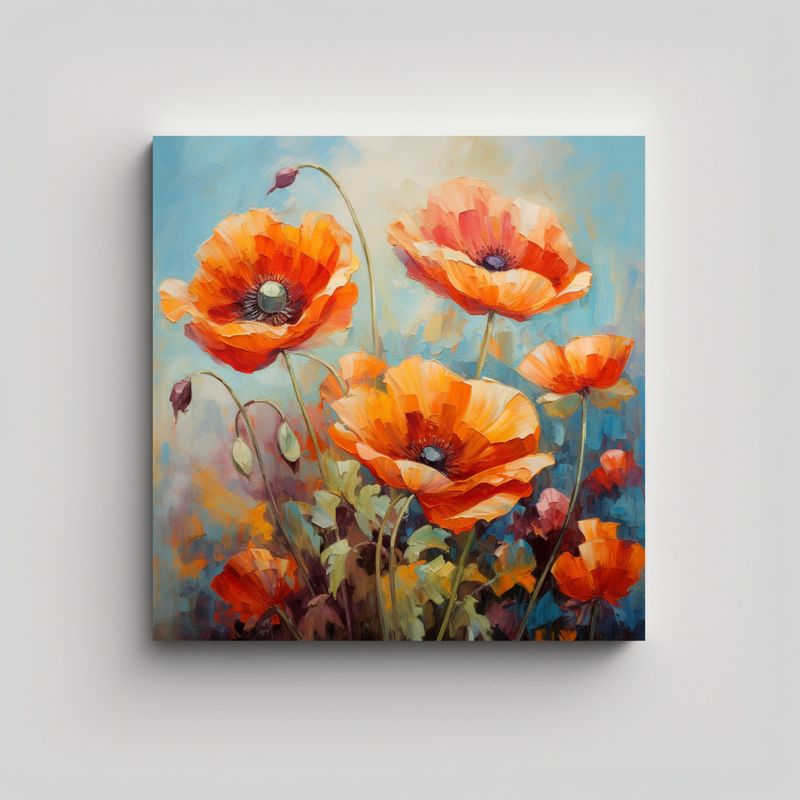GENERICO - Pintura Abstracta De Amapolas En Alto Detalle 60x60 Cm