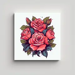 GENERICO - Arte Inspirador Retro Baño Rosa Flores Camiseta 60x60 Cm