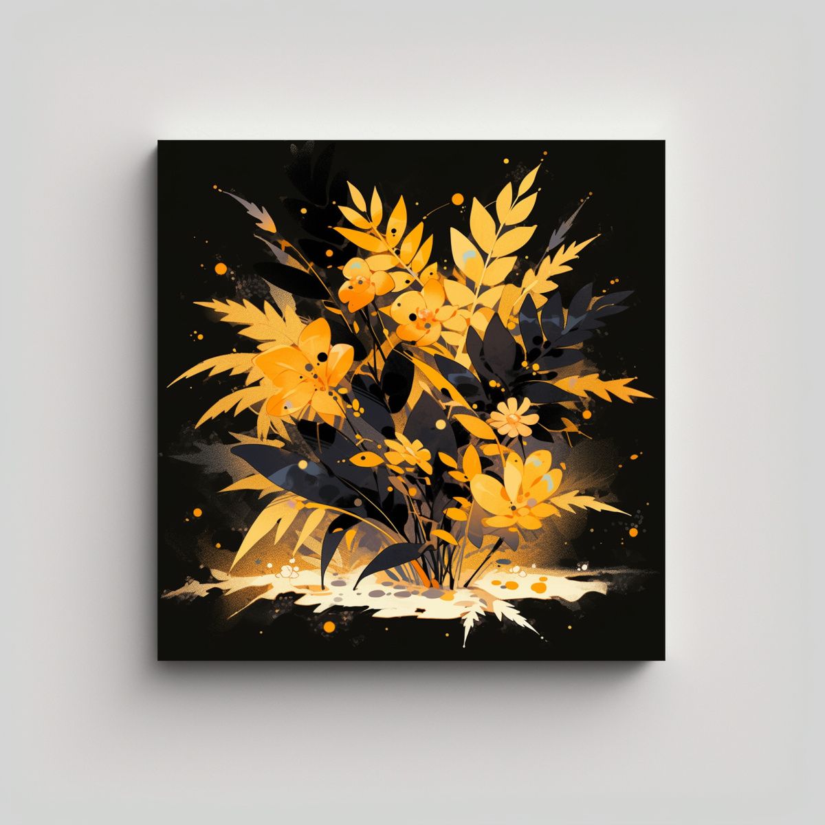 GENERICO - Cuadro Abstracto Esquema Amarillo Y Negro 60x60 Cm.