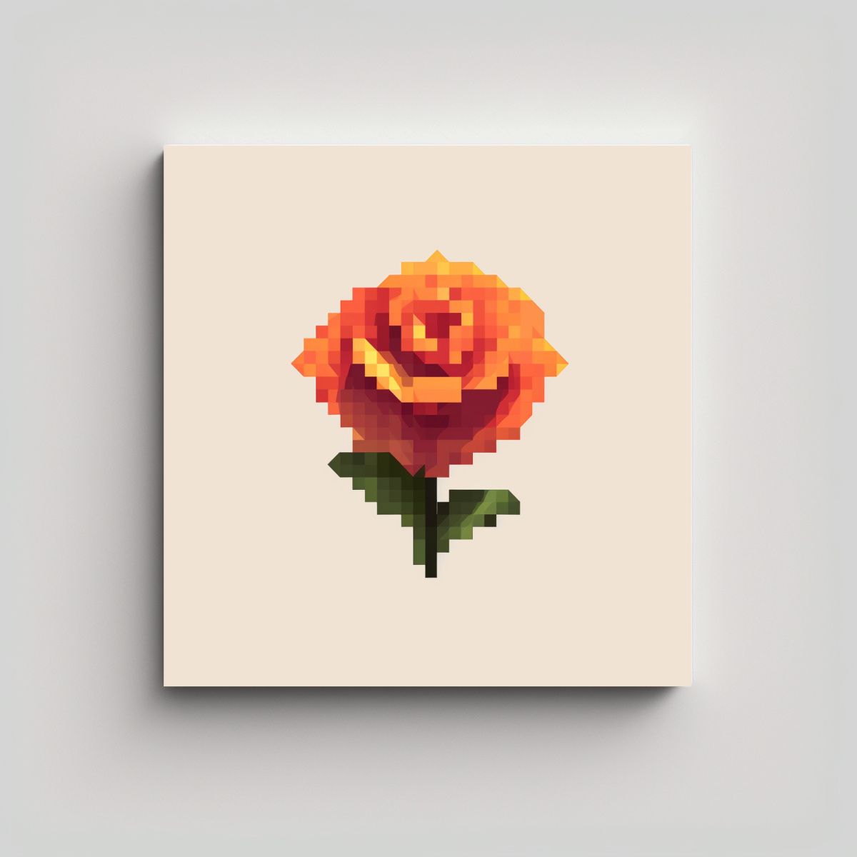 GENERICO - Enigmático Dibujo De Rosa Pixelada Composición 60x60 Cm