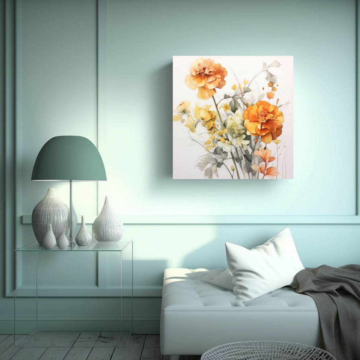 GENERICO - Ilustración De Marigold Cuadro Decorativo Para 60x60 Cm